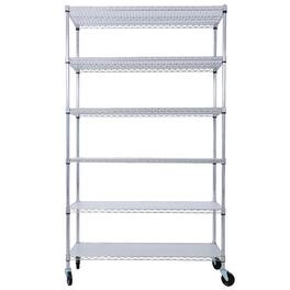 COWLOWN - 6-Tier NSF Wire Shelving Unit 6000 lb Adjustable Metal Storage Rack with Wheels 82 x 48 x 18 in - Chrome