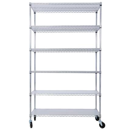 Front. COWLOWN - 6-Tier NSF Wire Shelving Unit 6000 lb Adjustable Metal Storage Rack with Wheels Chrome 82 x 48 x 18 in - Chrome.