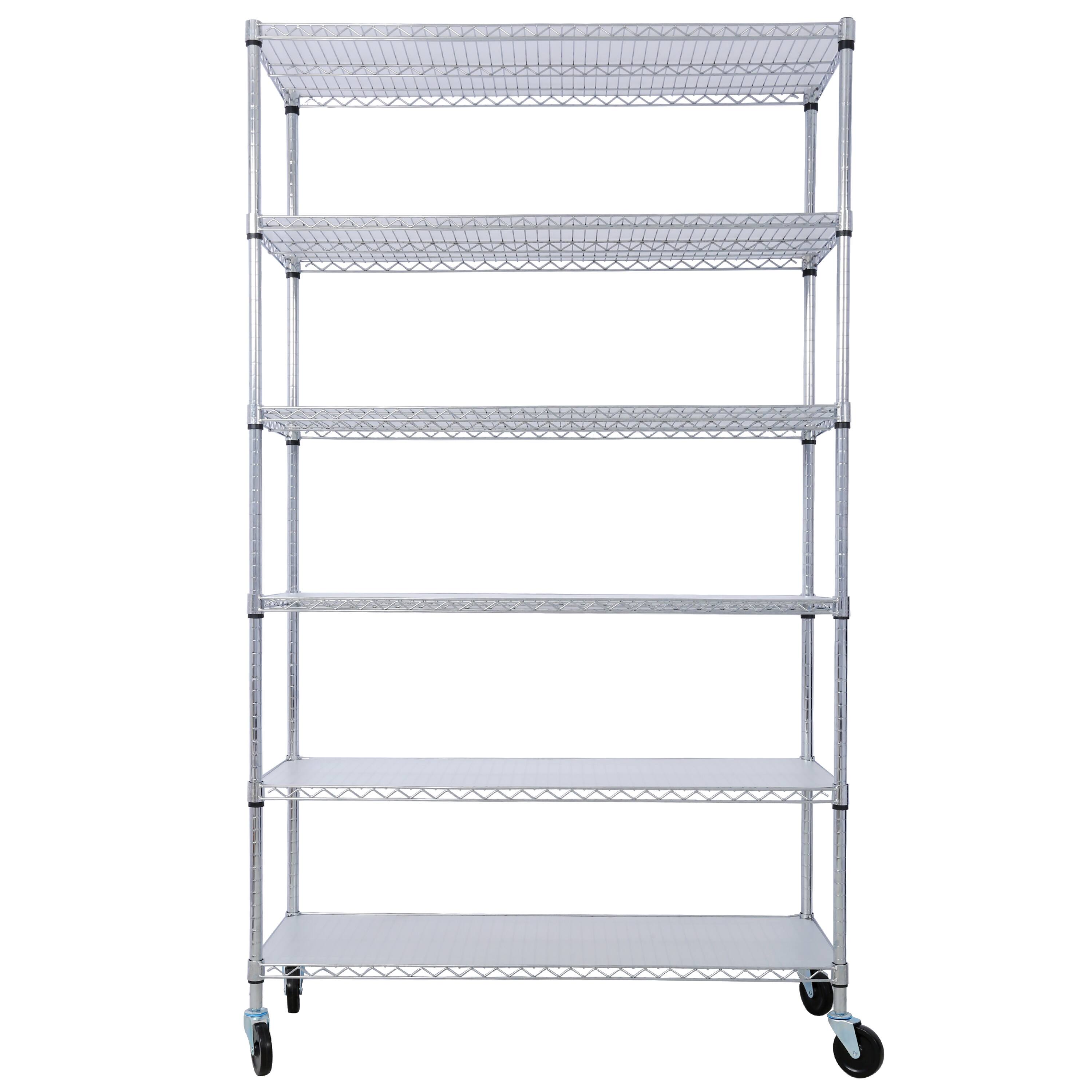 Front. COWLOWN - 6-Tier NSF Wire Shelving Unit 6000 lb Adjustable Metal Storage Rack with Wheels Chrome 82 x 48 x 18 in - Chrome.