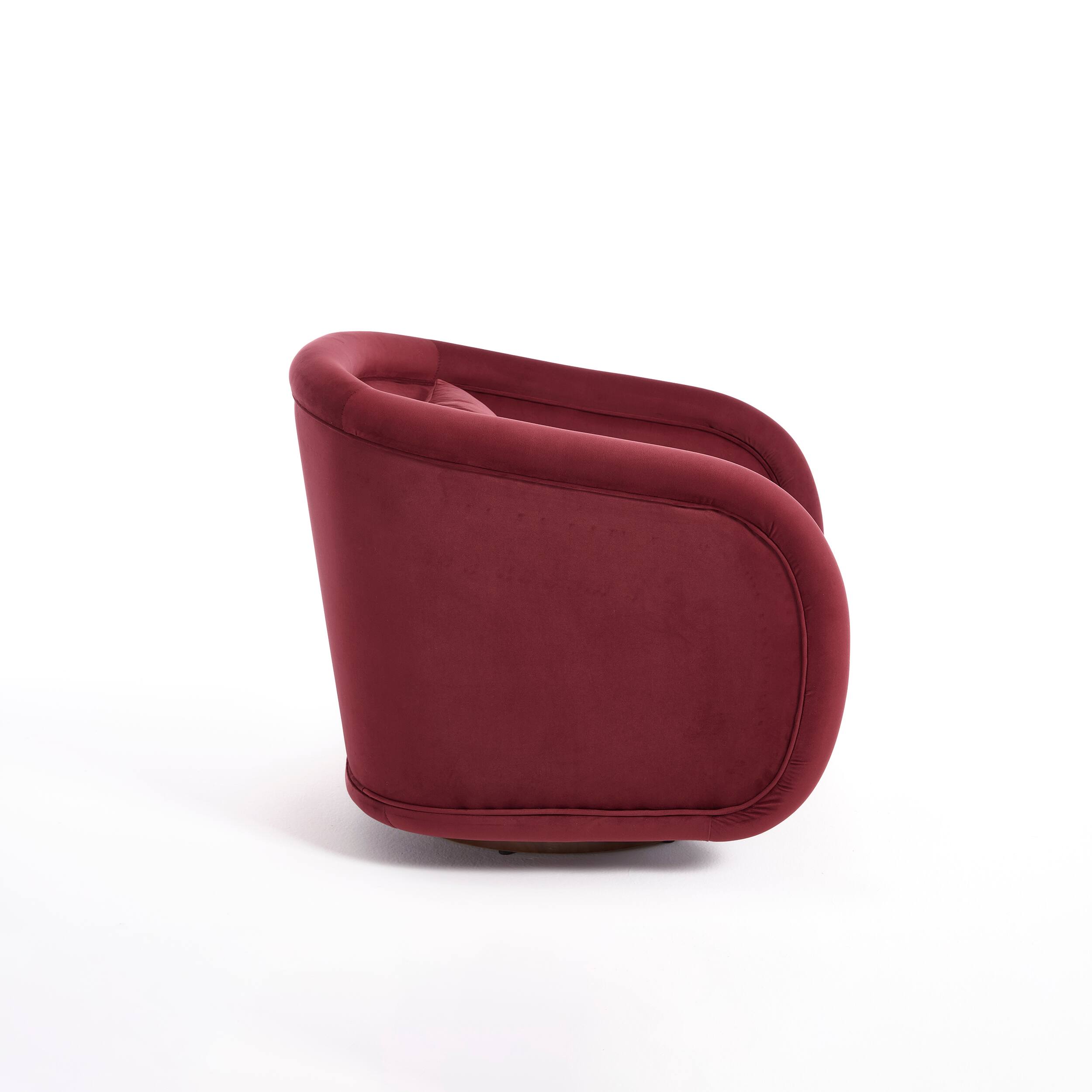 Left. Lirago - 30" Wide Swivel Accent Chair 360° Swivel Barrel Chair with Velvet Upholstery Red - Red.