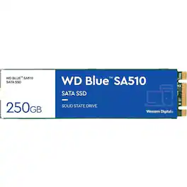 Western Digital - WD Blue SA510 WDS250G3B0B 250 GB Solid State Drive - M.2 2280 Internal - SATA (SATA/600) - Desktop PC Device Supported