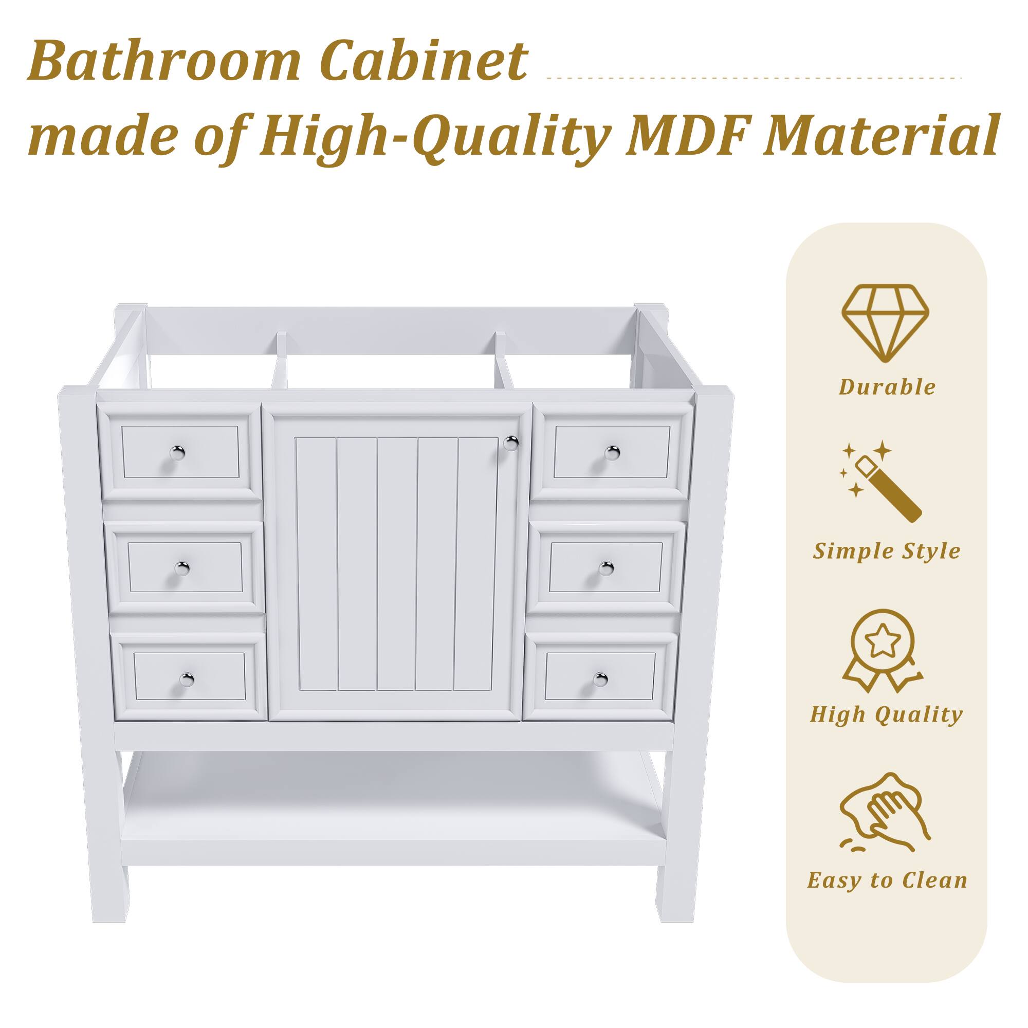 Bathroom Cabinet made of High-Quality MDF Material

- Durable
- Simple Style
- High Quality
- Easy to Clean