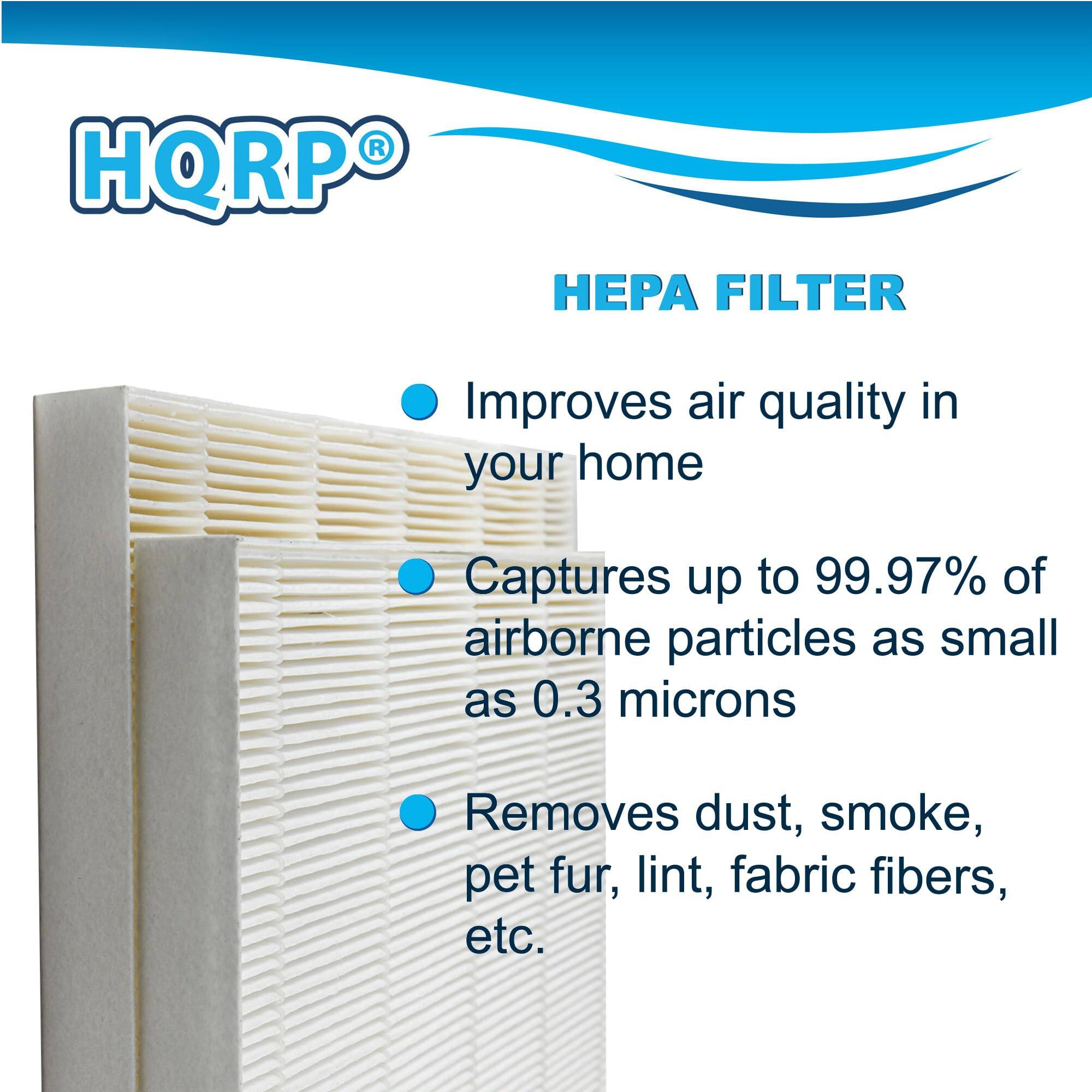 HQRP HEPA FILTER  
- Improves air quality in your home  
- Captures up to 99.97% of airborne particles as small as 0.3 microns  
- Removes dust, smoke, pet fur, lint, fabric fibers, etc.