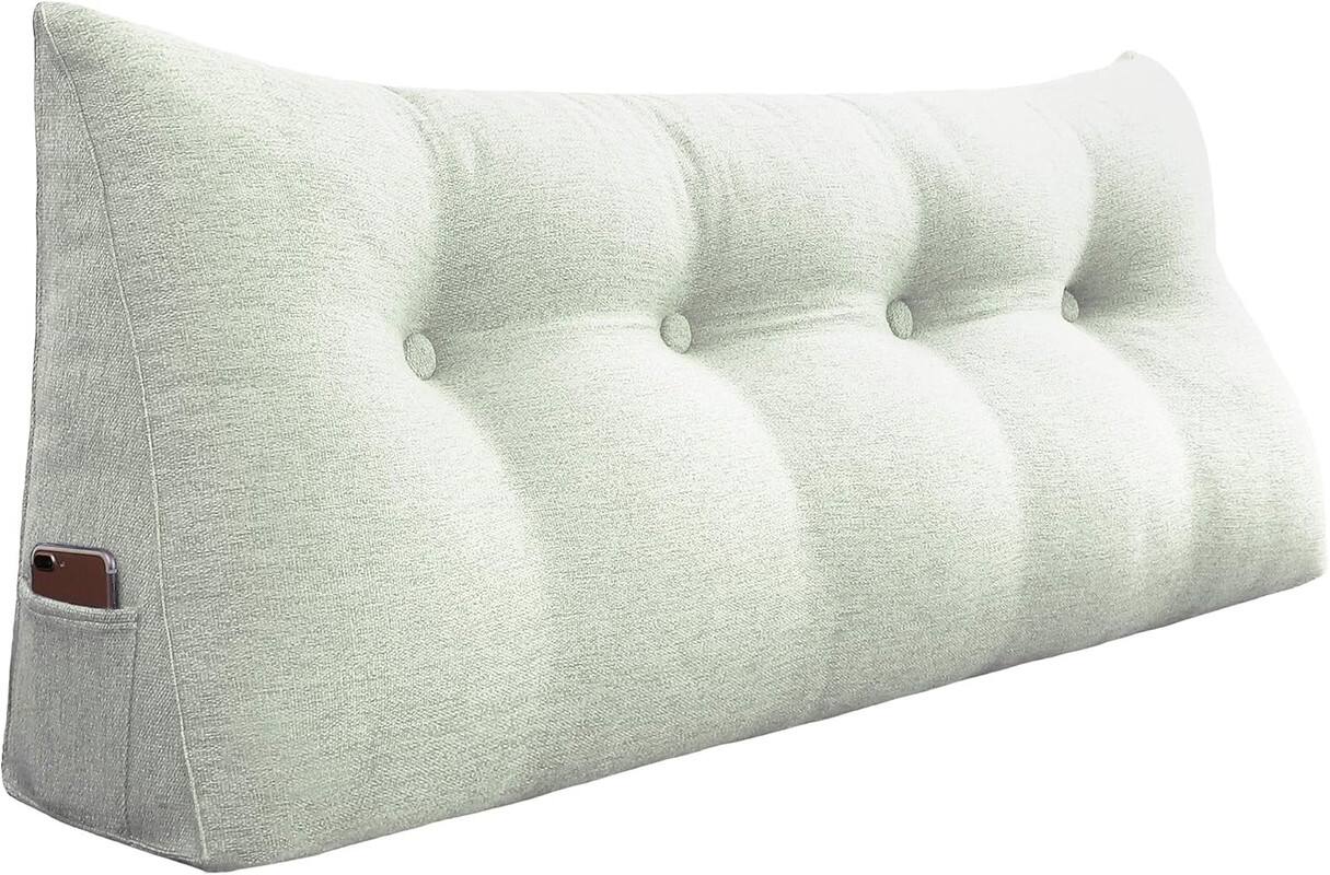 Alt View 3. wowmax - Wedge Pillow Headboard for Full - Ivory White Gift Bolster with Removable Cover - White.