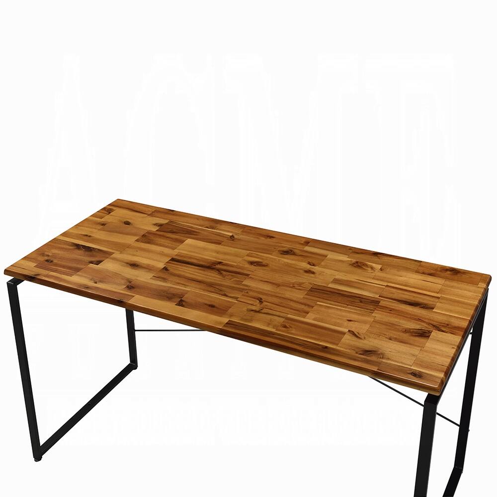 Left. TinyHomie - Metal Frame Writing Desk 1pc Wooden Home Office Furniture Oak and Black Finish Laptop Table - Black and Oak.
