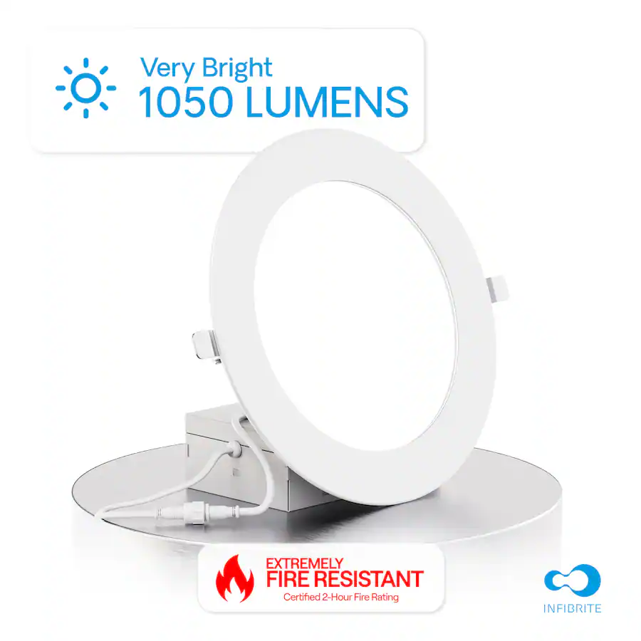 Infibrite 6 In. Ultra Thin Recessed LED Downlight 12W 1050LM Soft Fire ...