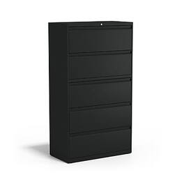 Staples - HL8000 Commercial 5-Drawer Lateral File Cabinet, Locking, Letter/Legal, 36"W - Black