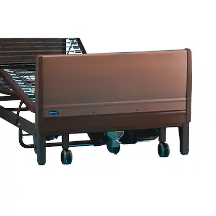 Front. Invacare - Universal Low Bed End for Full-Electric and Semi-Electric Homecare Beds - Brown.