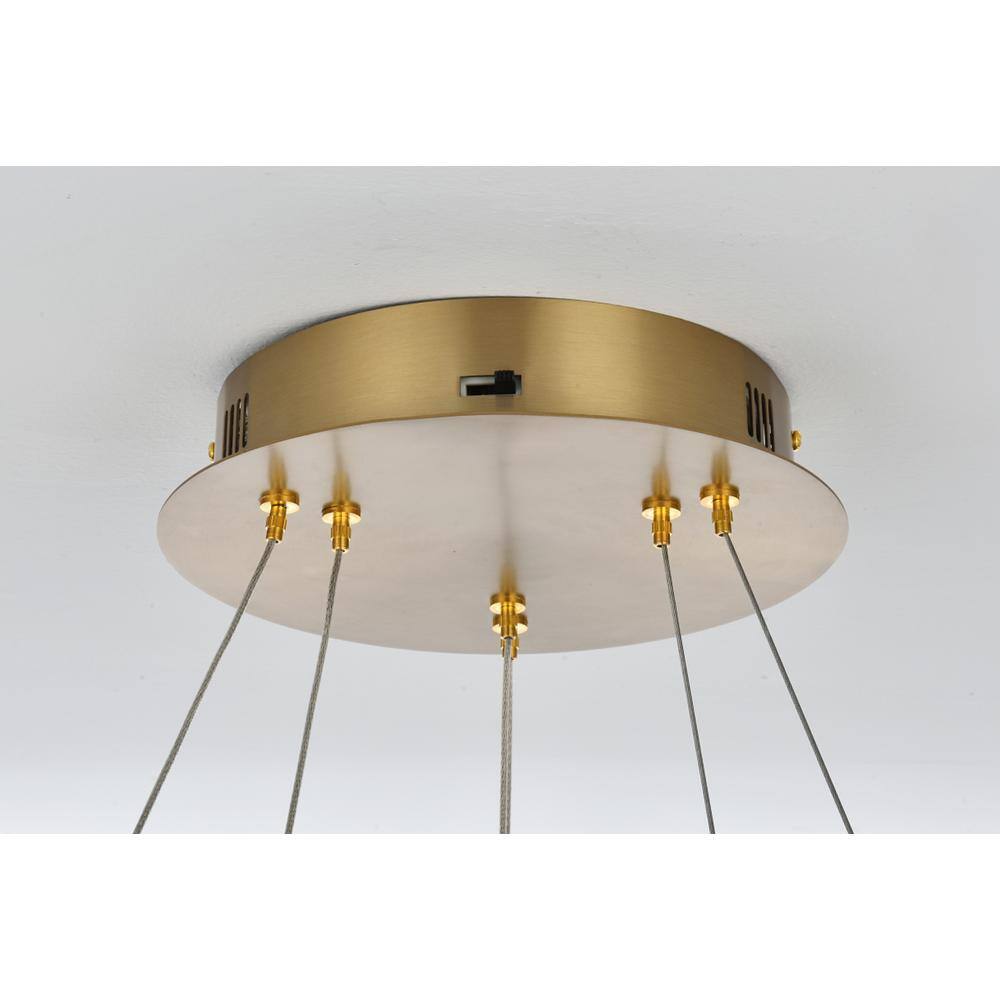 Alt View 7. Elegant Lighting - Linden 22 inch Adjustable LED chandelier in Satin Gold - Satin Gold.