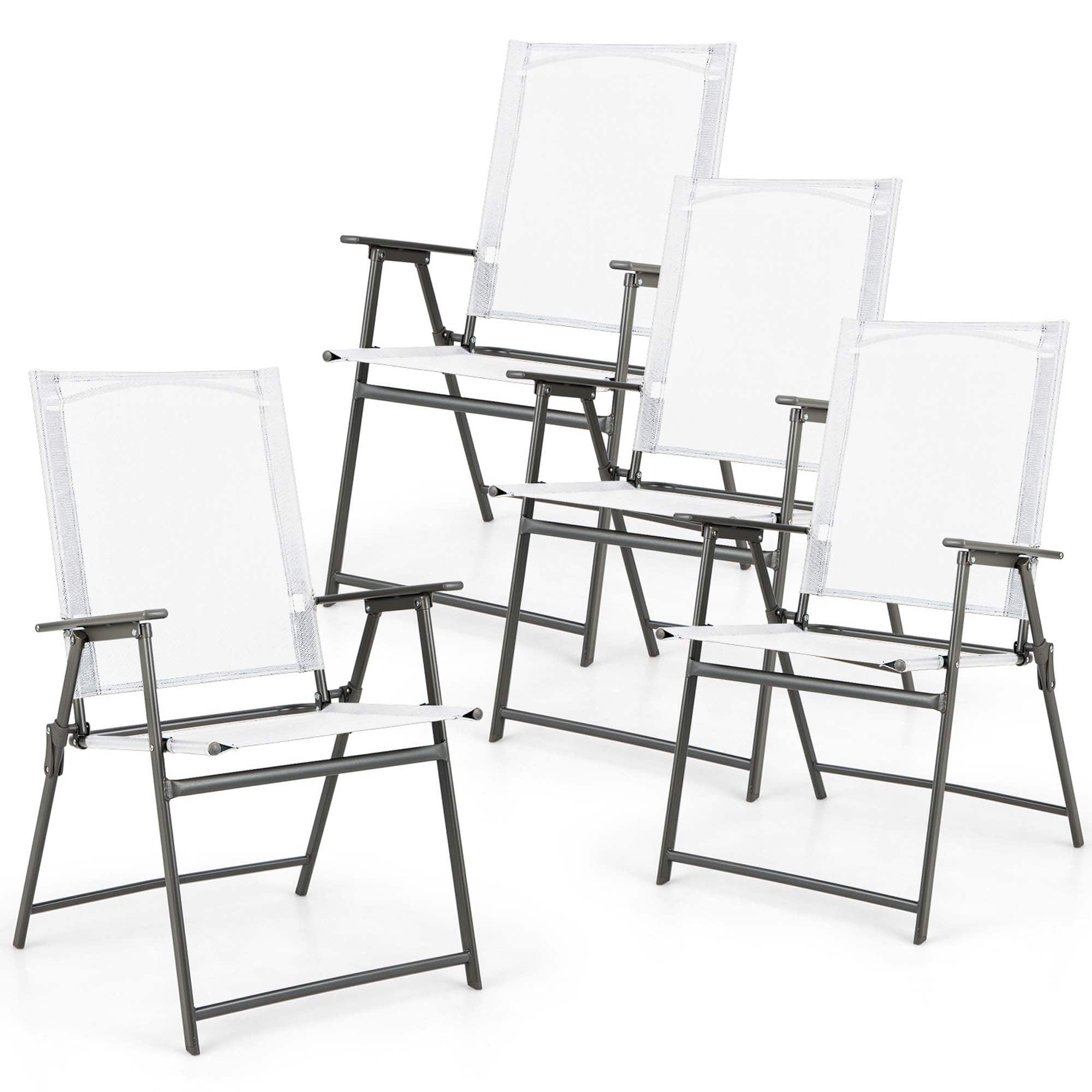 Costway - 4pcs Patio Folding Portable Dining Chairs Metal Frame Armrests Garden - White price history on PriceWatchPro
