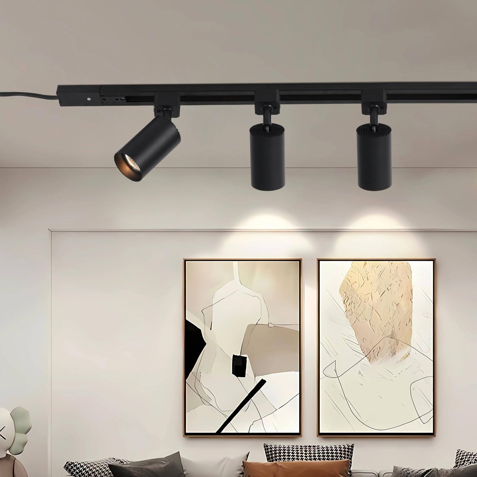 Back. Dazzed Corner - Plug in Track Lighting with Power Cord, 6-Light LED Track Lighting Kit (No Bulbs) - Black.