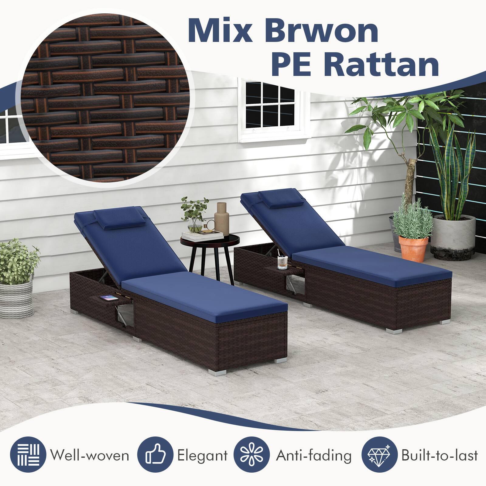 Mix Brwon PE Rattan is a well-woven, elegant, and anti-fading patio furniture set that is built to last.