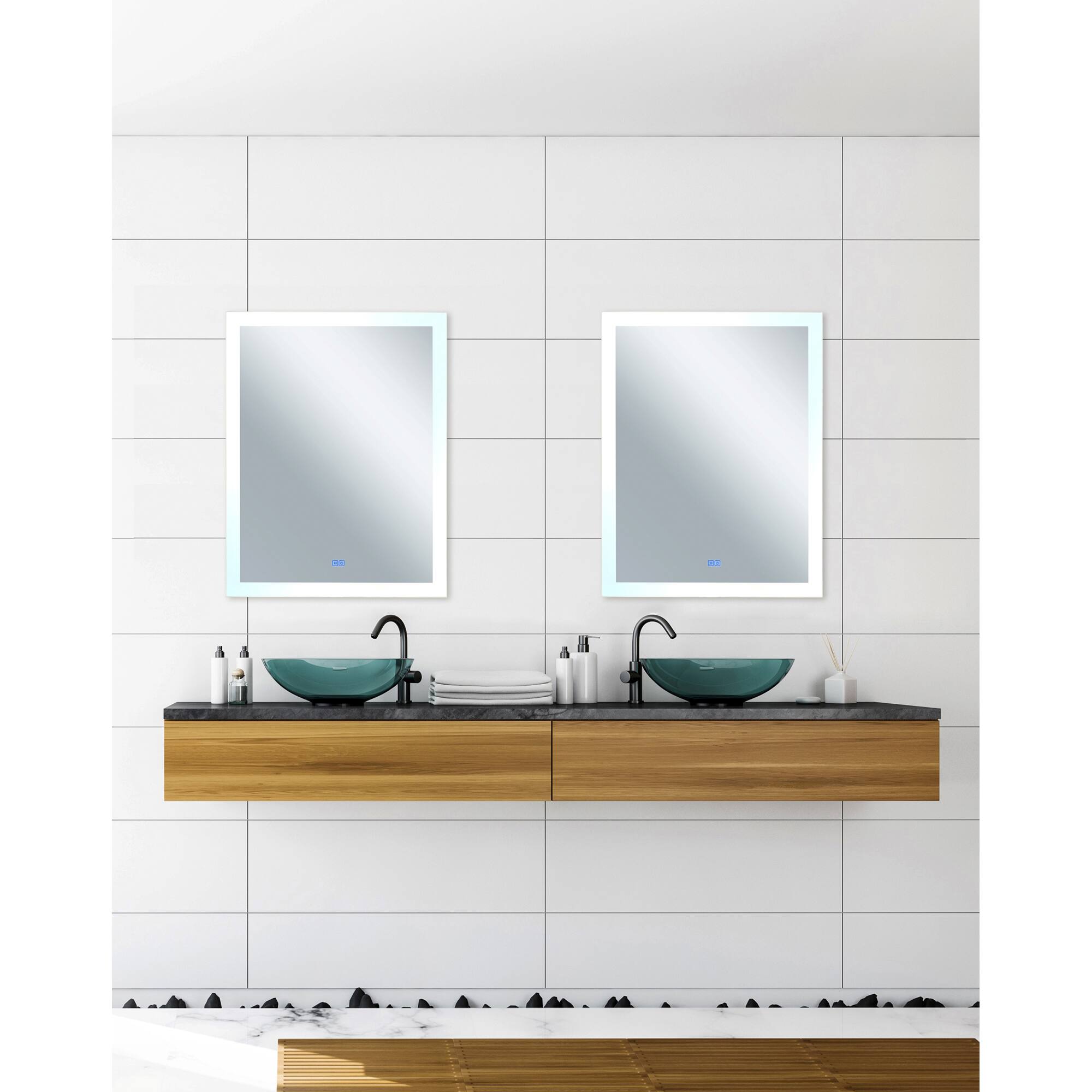 Alt View 1. CWI Lighting - Abigail Rectangle Matte White LED 32 in. Mirror From our Abigail Collection - White.