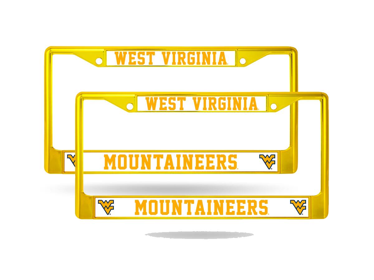 West Virginia Mountaineers - Chrome Metal License Plate Frame - Set of 2 Frames