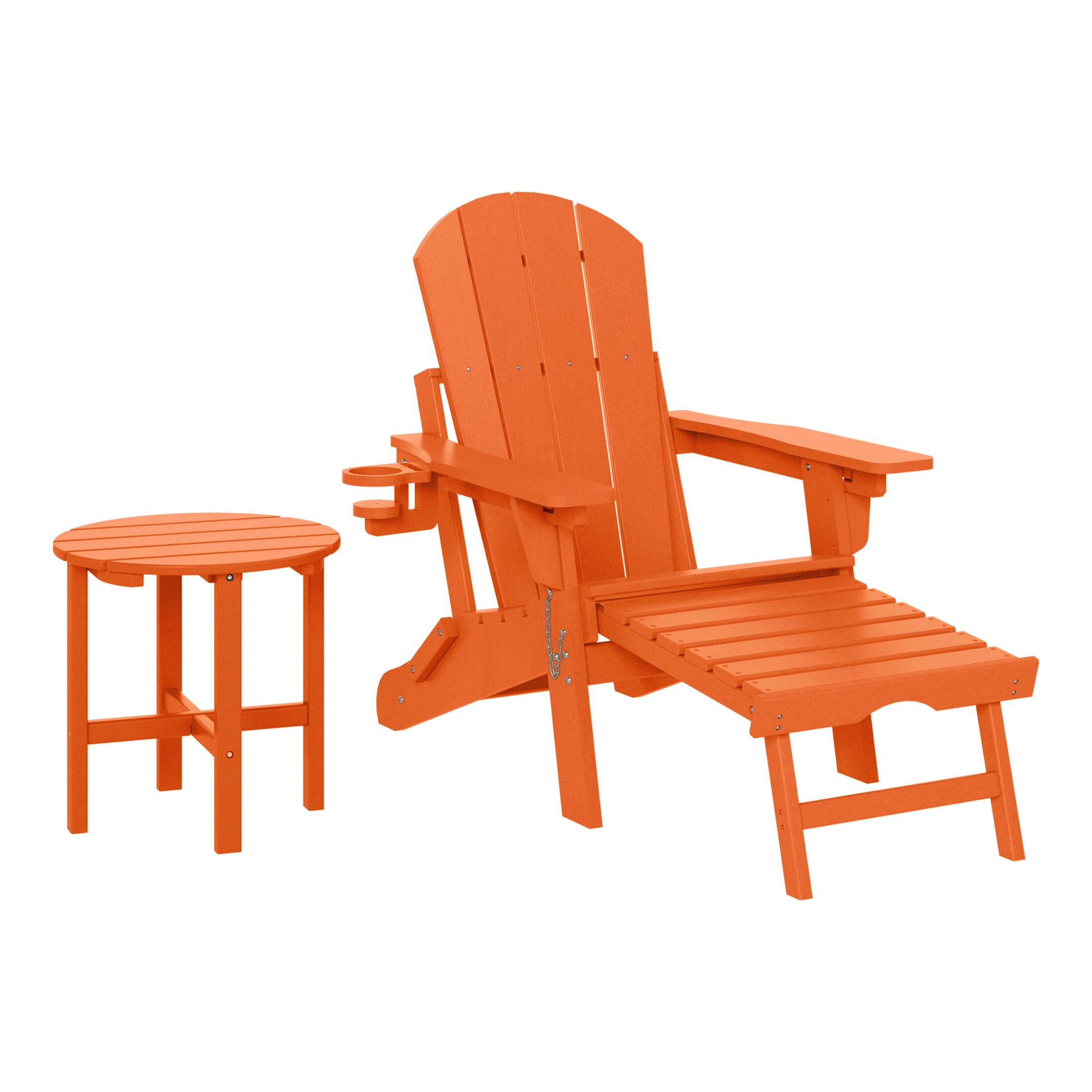 Front. WestinTrends - WestinTrends Malibu 2-Piece Outdoor Folding Adjustable Adirondack Chair with Cup Holder & Side Table - Orange.