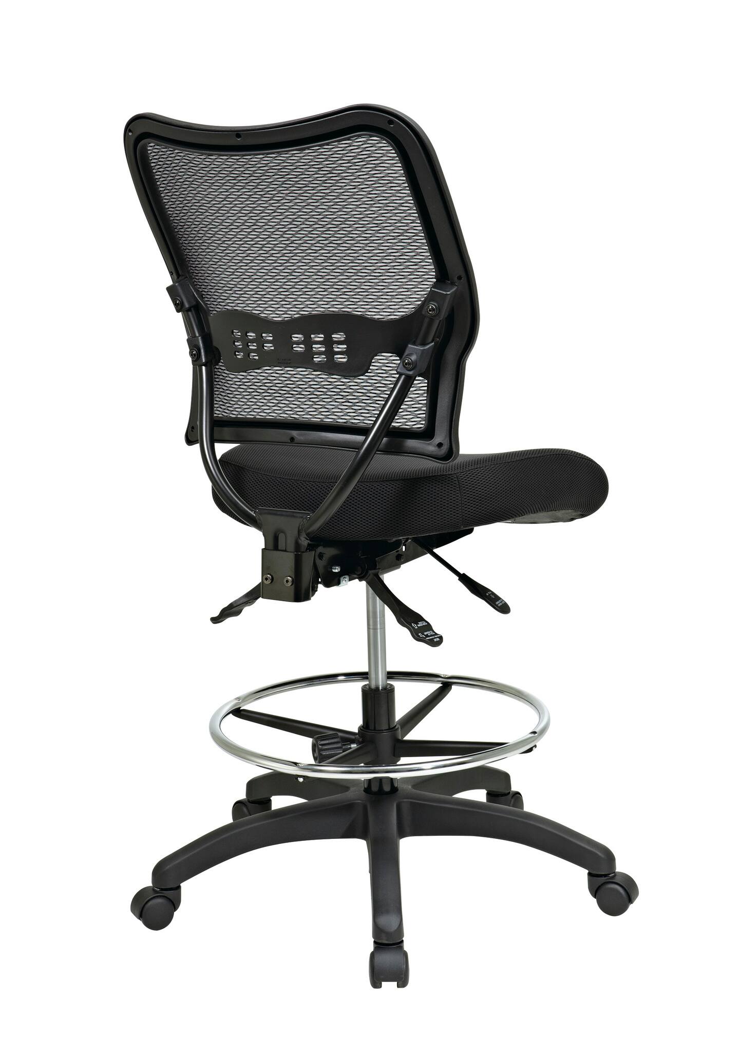 Back. Office Star Products - Ergonomic AirGrid® Drafting Chair - Black.