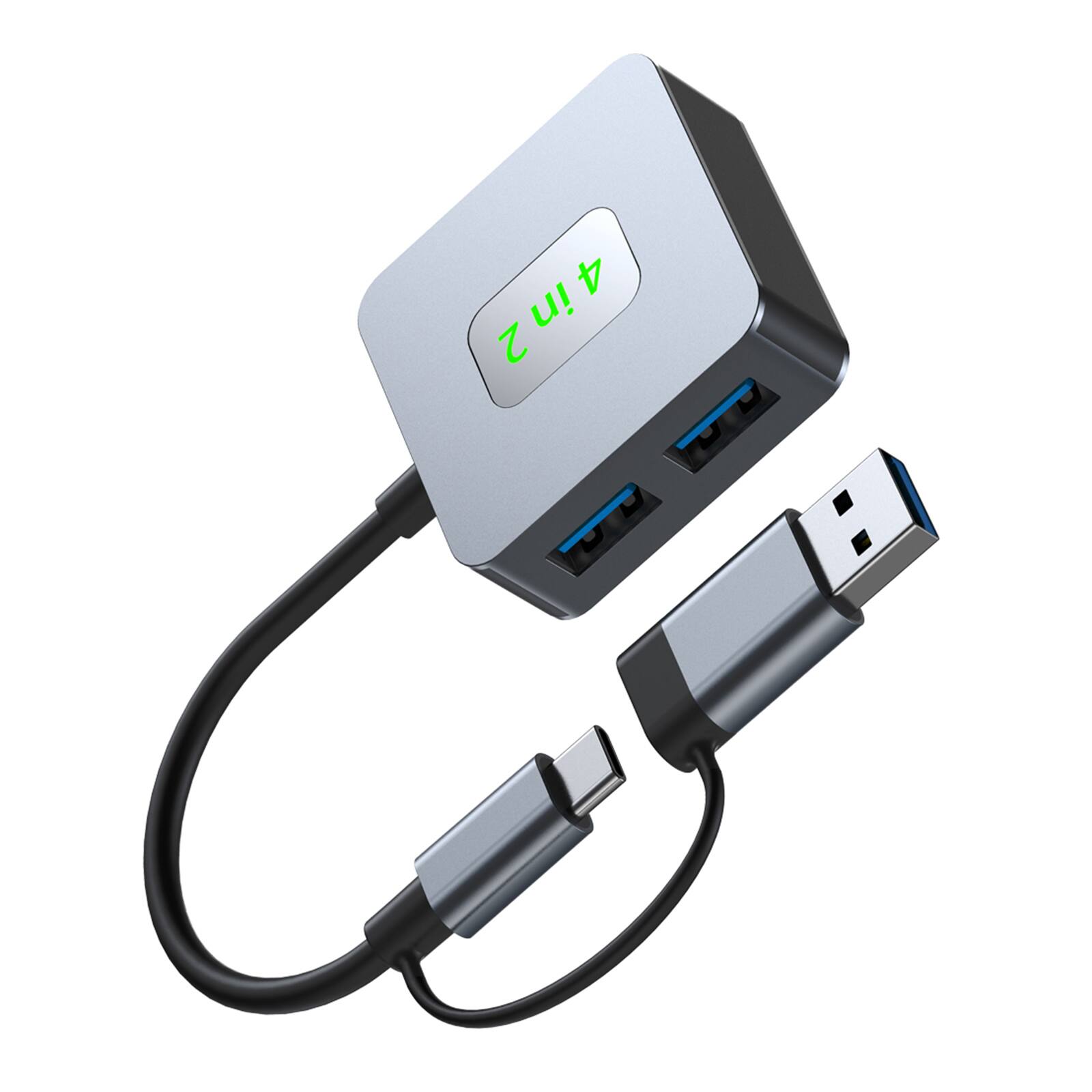 Alt View 10. Topteng - 4-Port USB 3.2 Hub, 10Gbps Each - Dual Input (USB-C/USB-A), Aluminum, for MacBook/iPad Pro/PC.