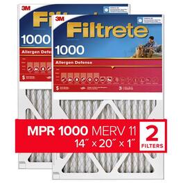 Filtrete - 14 in. W X 20 in. H X 1 in. D 1000 MPR Pleated Air Filter 2 pk