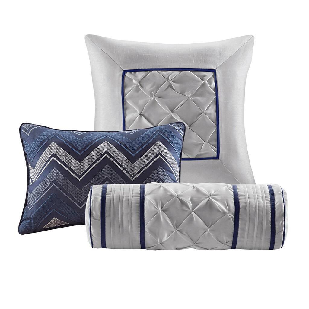 Alt View 3. Gracie Mills - Gracie Mills Shelby 7-Piece Padded Comforter Set - Navy.