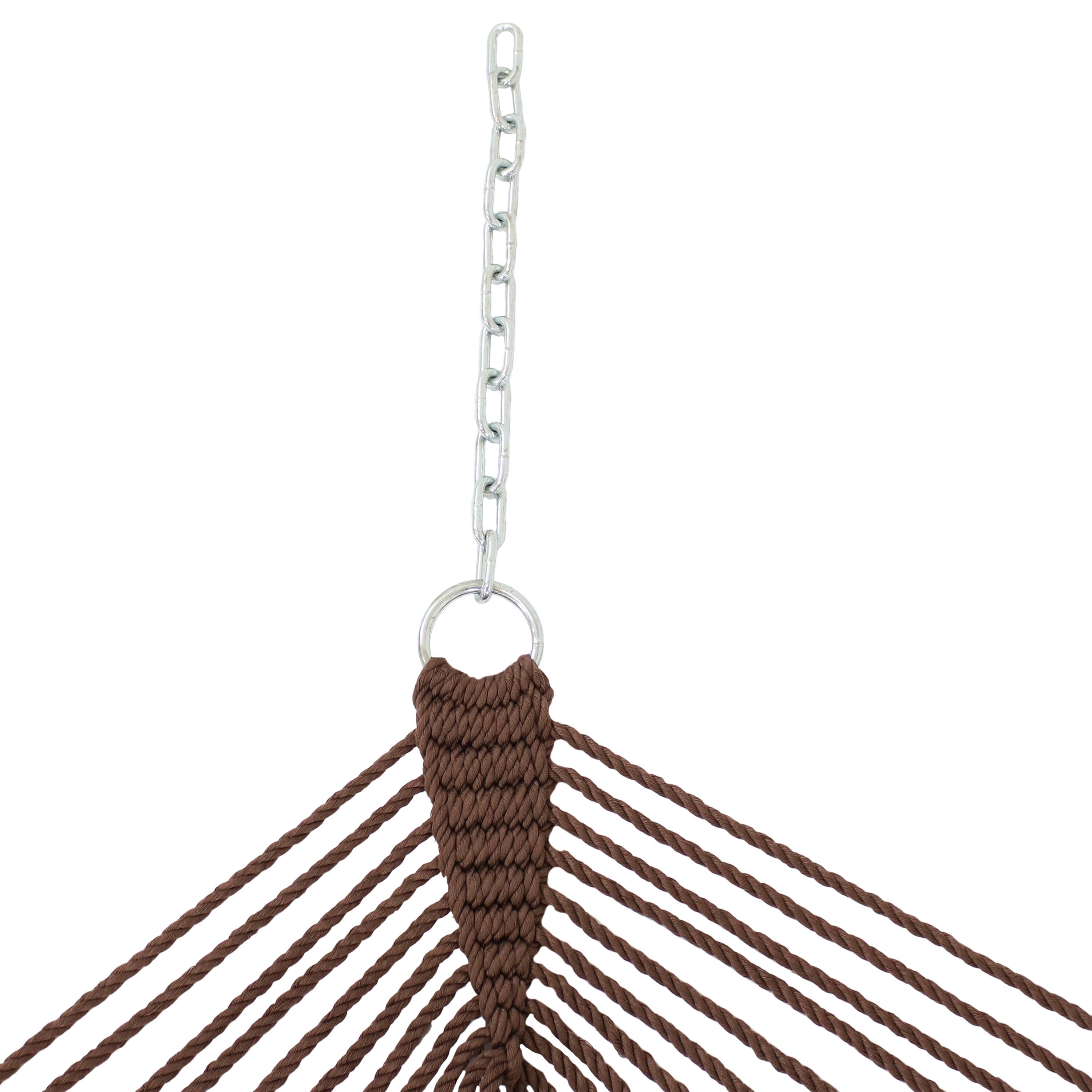 Alt View 8. Sunnydaze - 2-Person Polyester Rope Hammock with Spreader Bars - Mocha.