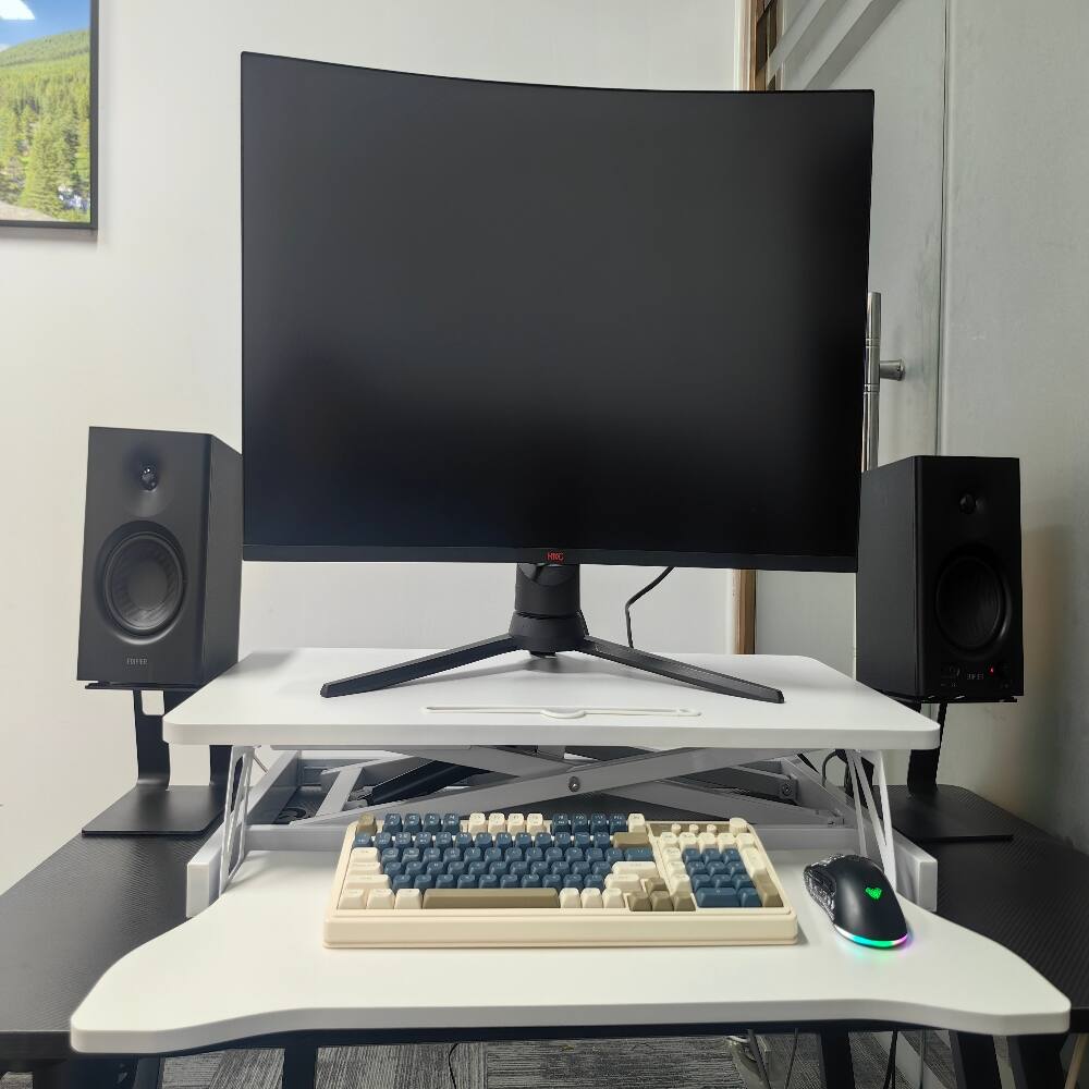 Alt View 10. Loheer - Loheer 32 Inch Desk Converter White Height Adjustable Sit to Stand Riser Dual Monitor Workstation - White.