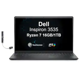 Dell - Upgraded - Inspiron 3535 Laptop 15.6 FHD (AMD Ryzen 7 7730U, 16GB DDR4, 1TB PCIe SSD, AMD Radeon, Win 11 Pro) w/USB Hub - Black