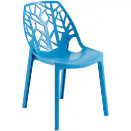 LeisureMod - Cornelia Modern Stackable Accent Dining Chair with Cut Out Backrest Design for Dining Rooms or Patios - Solid Blue