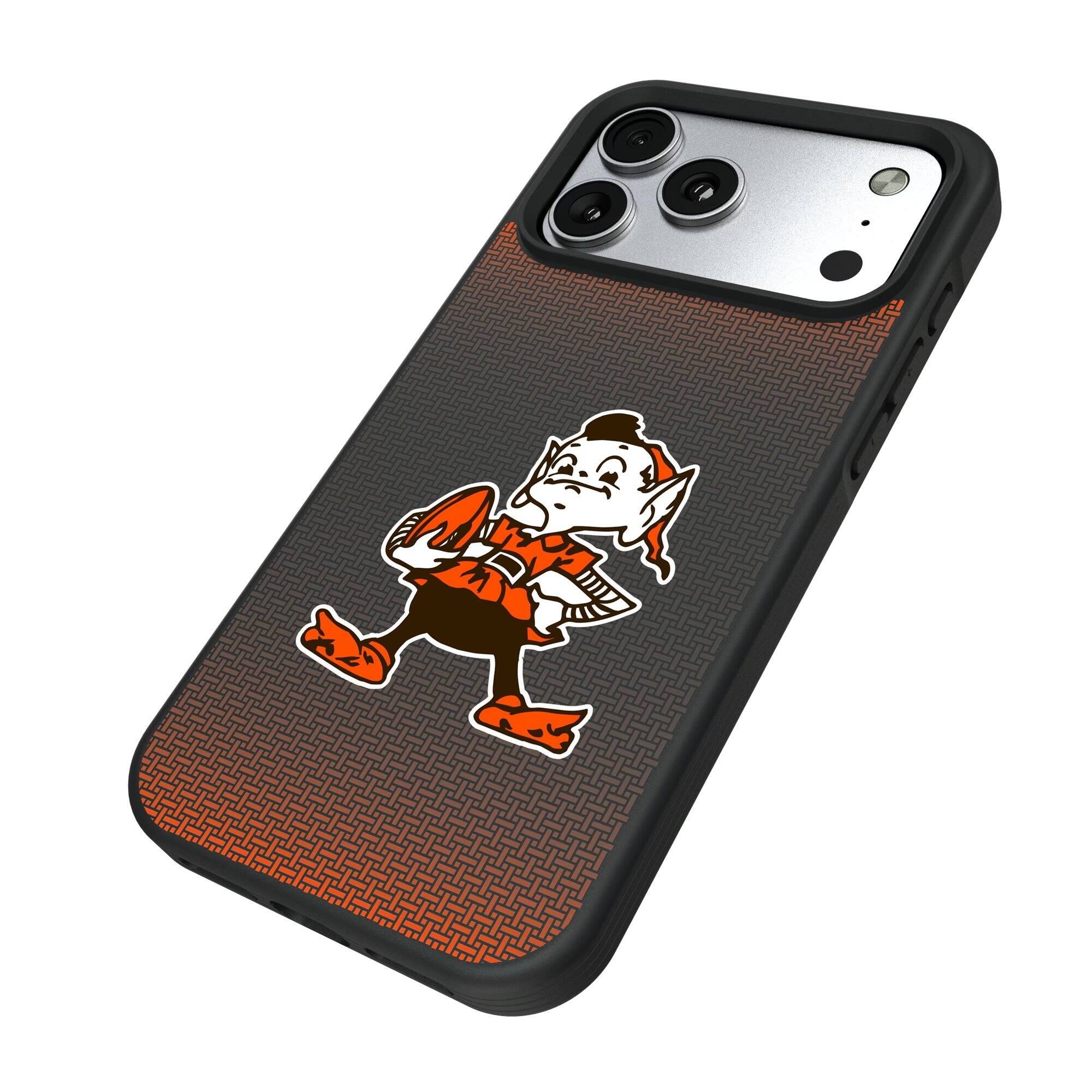 Alt View 1. Keyscaper - Cleveland Browns Linen Logo iPhone Bump Case - 16 Pro Max - Black.