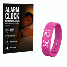 PRIMEPLUS - Vibration Alarm Clock Wristband for Heavy Sleepers & Deaf, Silent Wake Up Bracelet, Digital Watch for Men/Women - Pink - (2026)