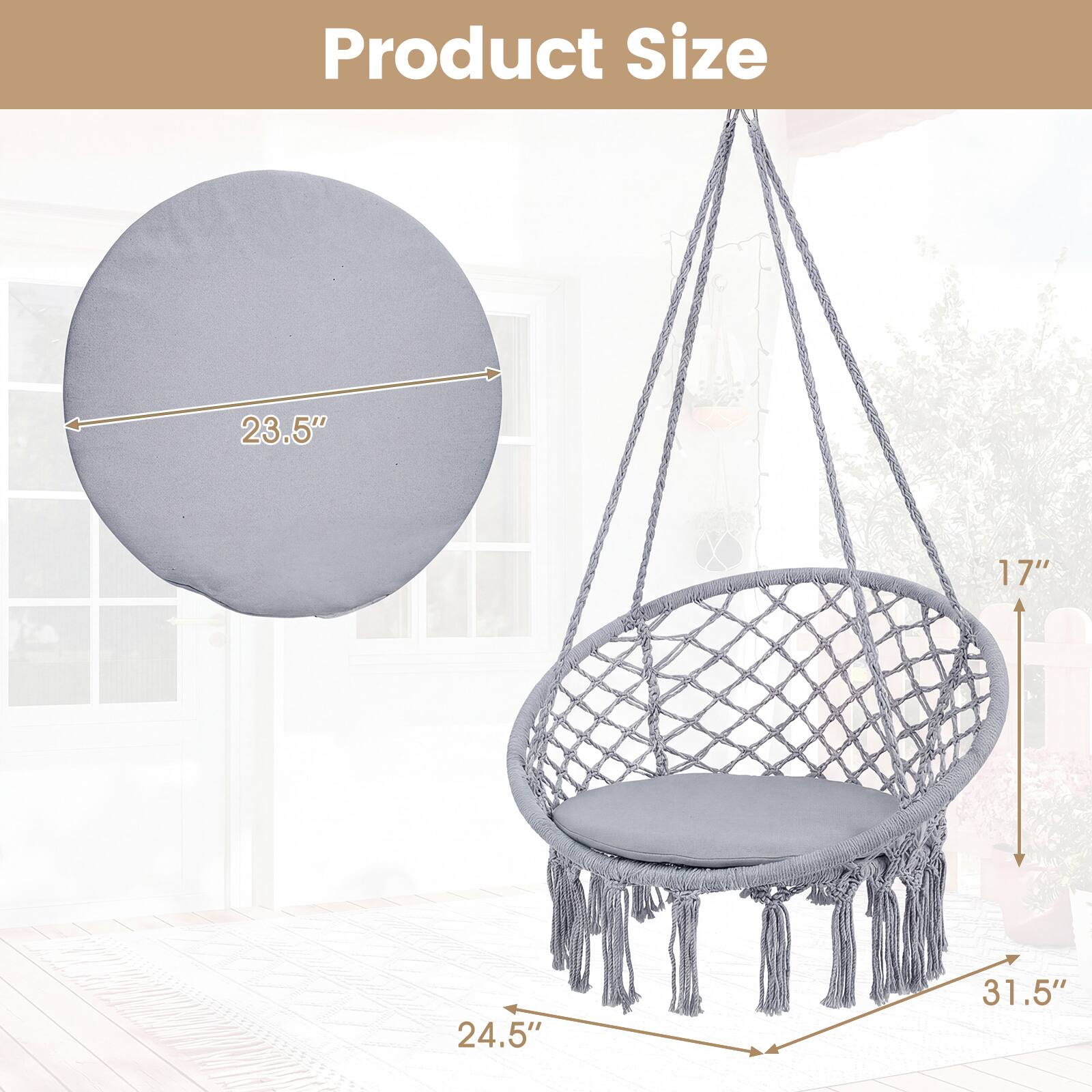 Product Size

- Diameter: 23.5"
- Height: 17"
- Width: 24.5"
- Length: 31.5"