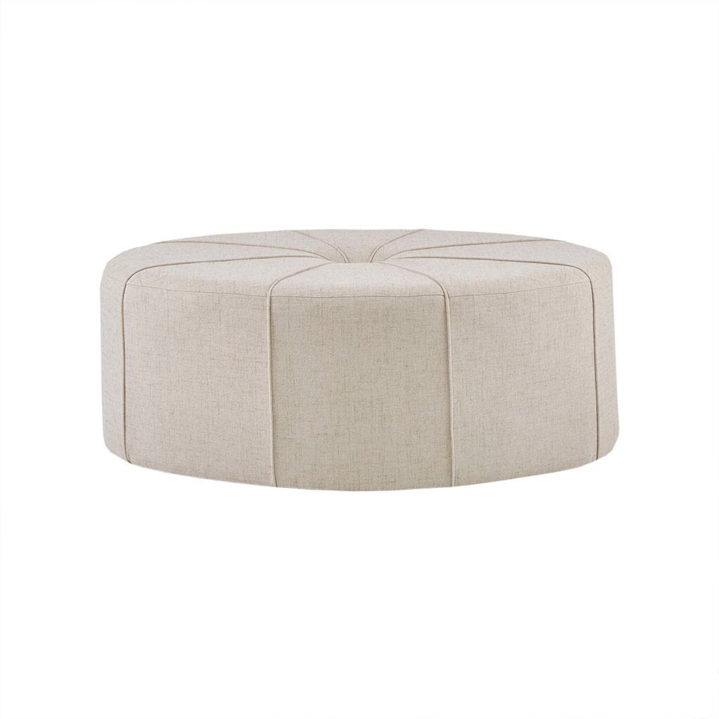 Front. Gracie Mills - Gracie Mills Karley Thick Welted Oval Ottoman - Cream.