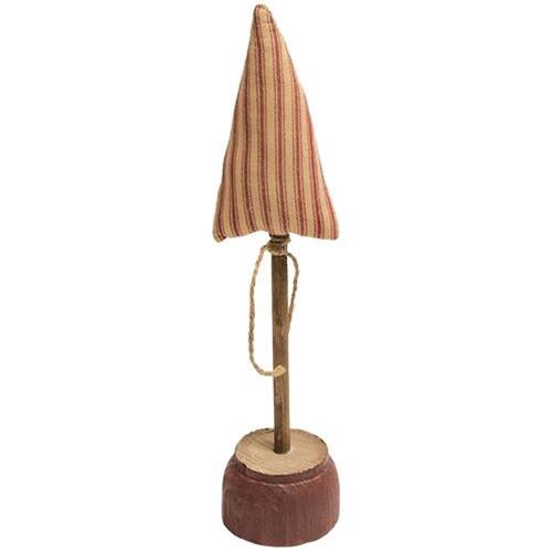 Front. BreeBe - *Red Ticking Stripe Christmas Tree on Base 13" - Red.