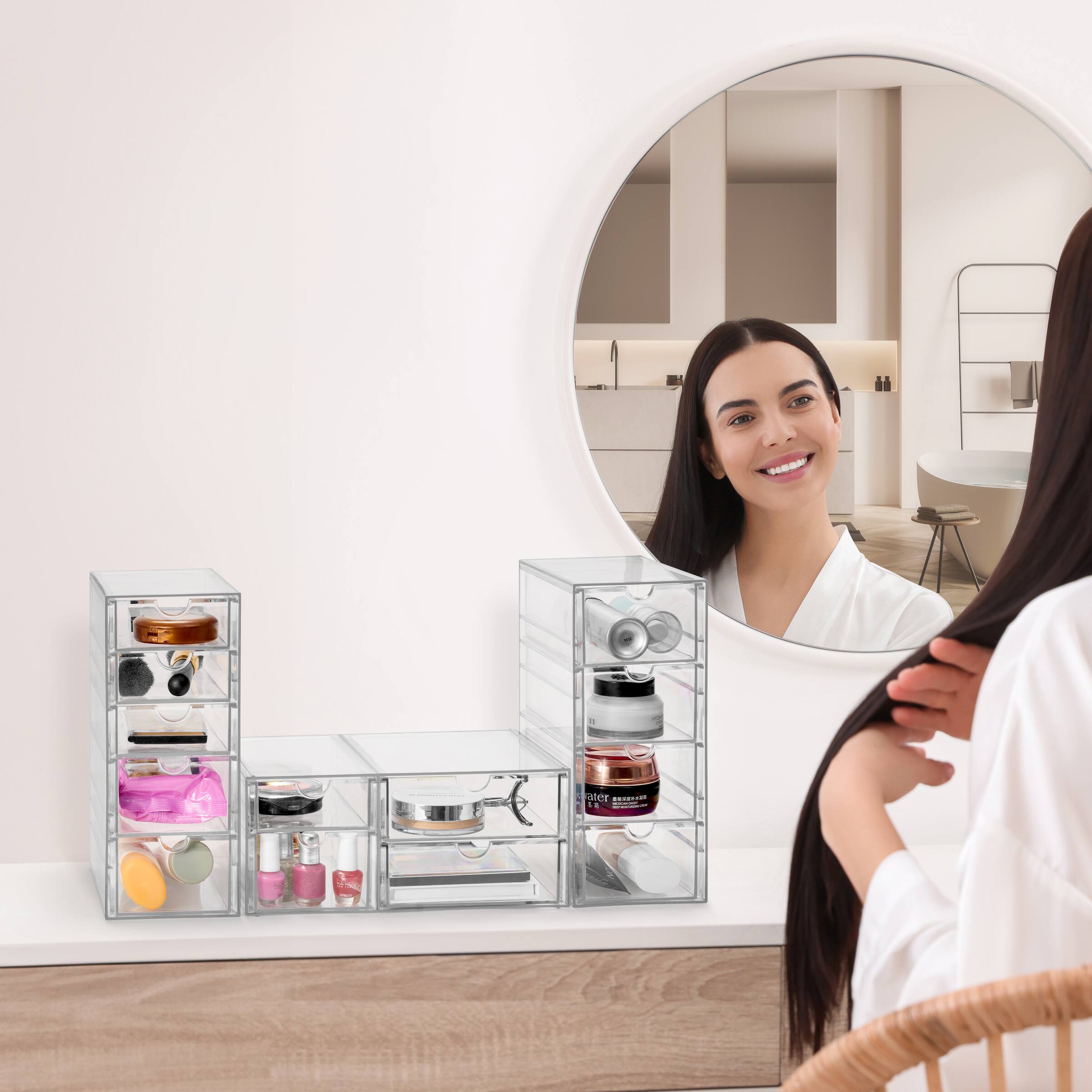 Left. Sorbus - Sorbus Makeup Organizer With Drawers, Acrylic Drawer Organizer for Makeup, Office Organization and Storage - Clear - Clear 12 Drawers.