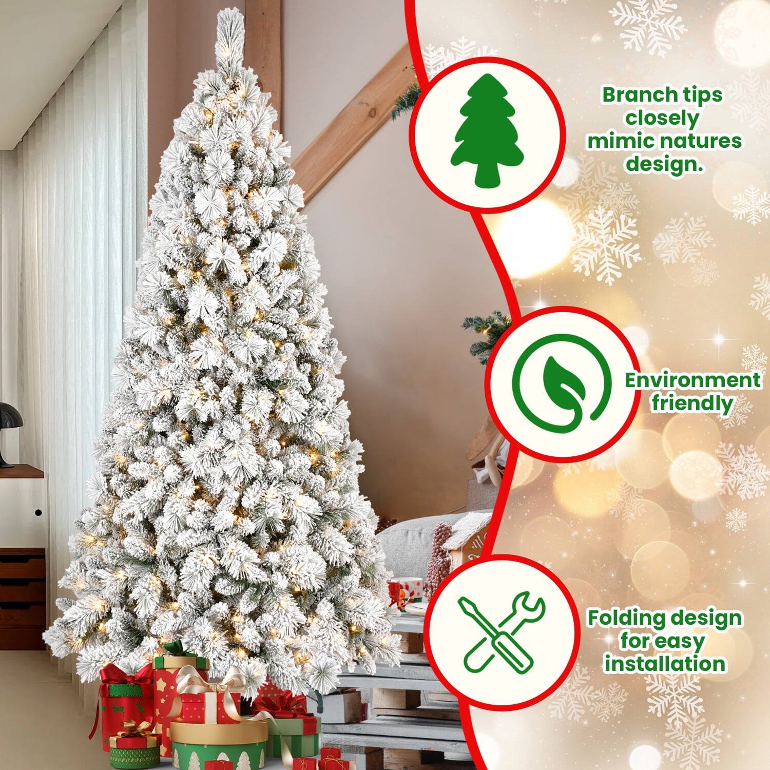 Branch tips closely mimic nature's design.  
Environment friendly.  
Folding design for easy installation.