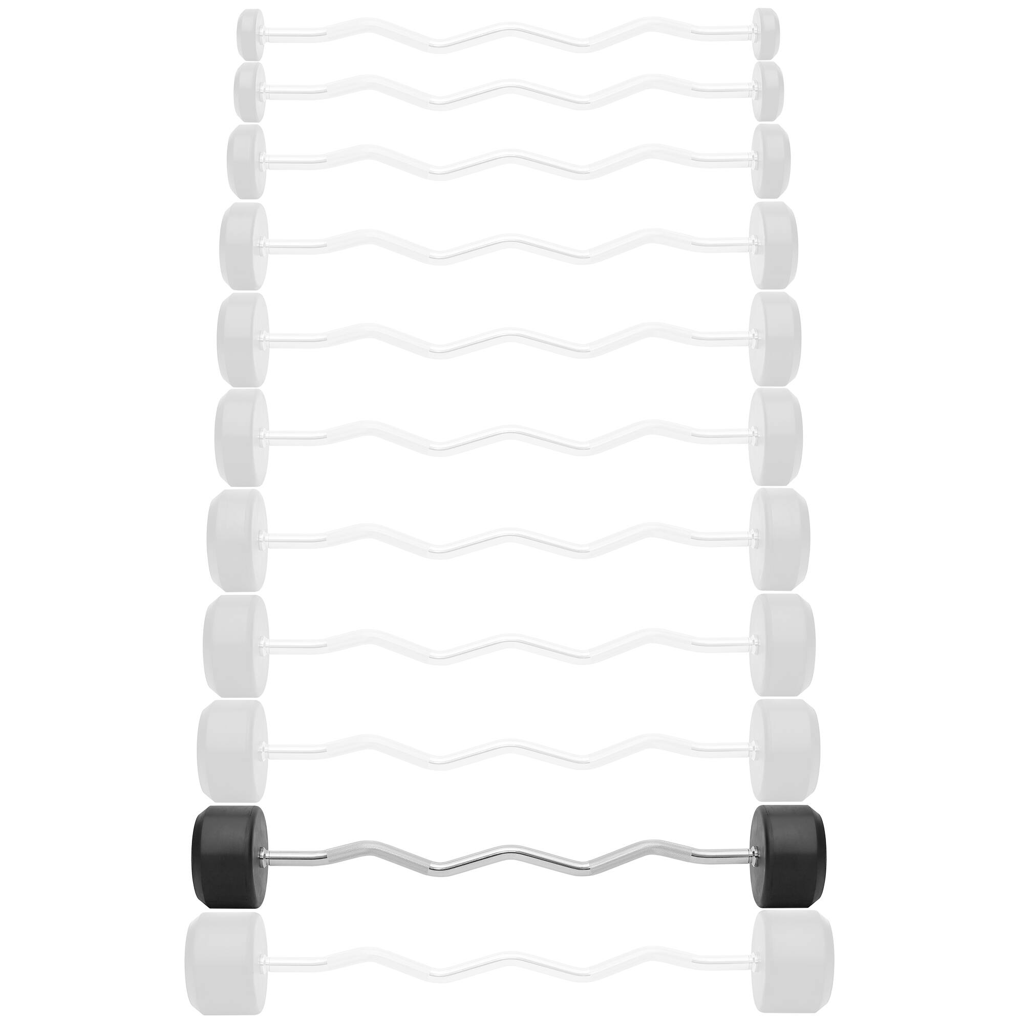 Alt View 1. Philosophy Gym - Rubber Fixed Barbell - Pre-Loaded Weight EZ Curl Bar for Weightlifting - Black.