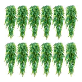VEVOR - Artificial Ferns, 12 Pcs Fake Hanging Boston Fern Bush Plant with 32 Inch Hanging Length, Plastic Faux Greenery - Green