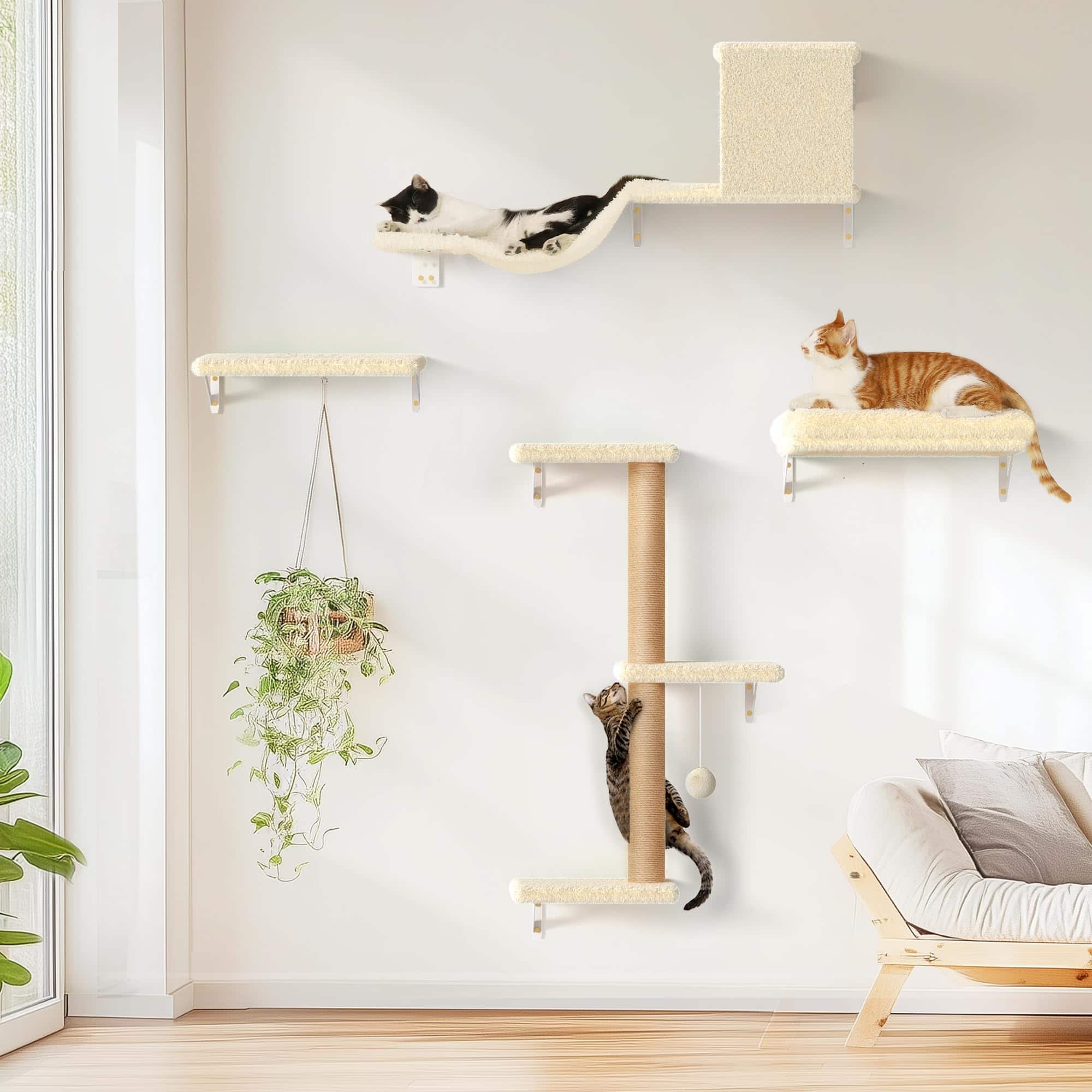 Hirose Alice - Cat Wall Shelves Stable & Safe 1 Furniture Wooden Climbing With For Drywall - Beige
