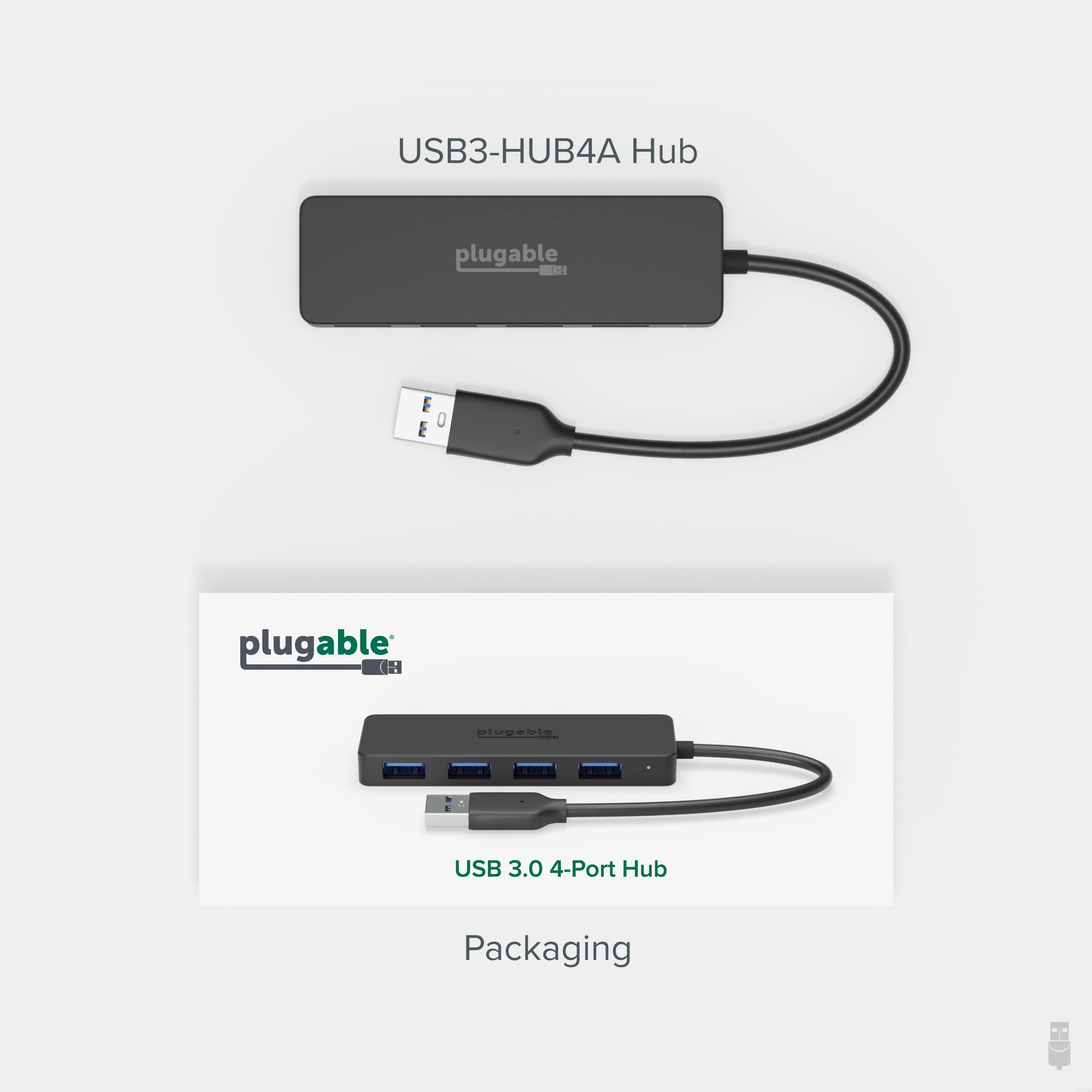 USB3-HUB4A Hub  
plugable  

USB 3.0 4-Port Hub  
Packaging