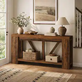 Tribesigns - 70.9" Long Entryway Table, Wood Console Table Behind Couch - Dark Brown