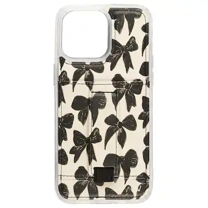 Front. Walli Cases - Walli Cases iPhone 13 Pro Phone Case with Wallet and Finger Strap - Blair Bows - Blair Bows.