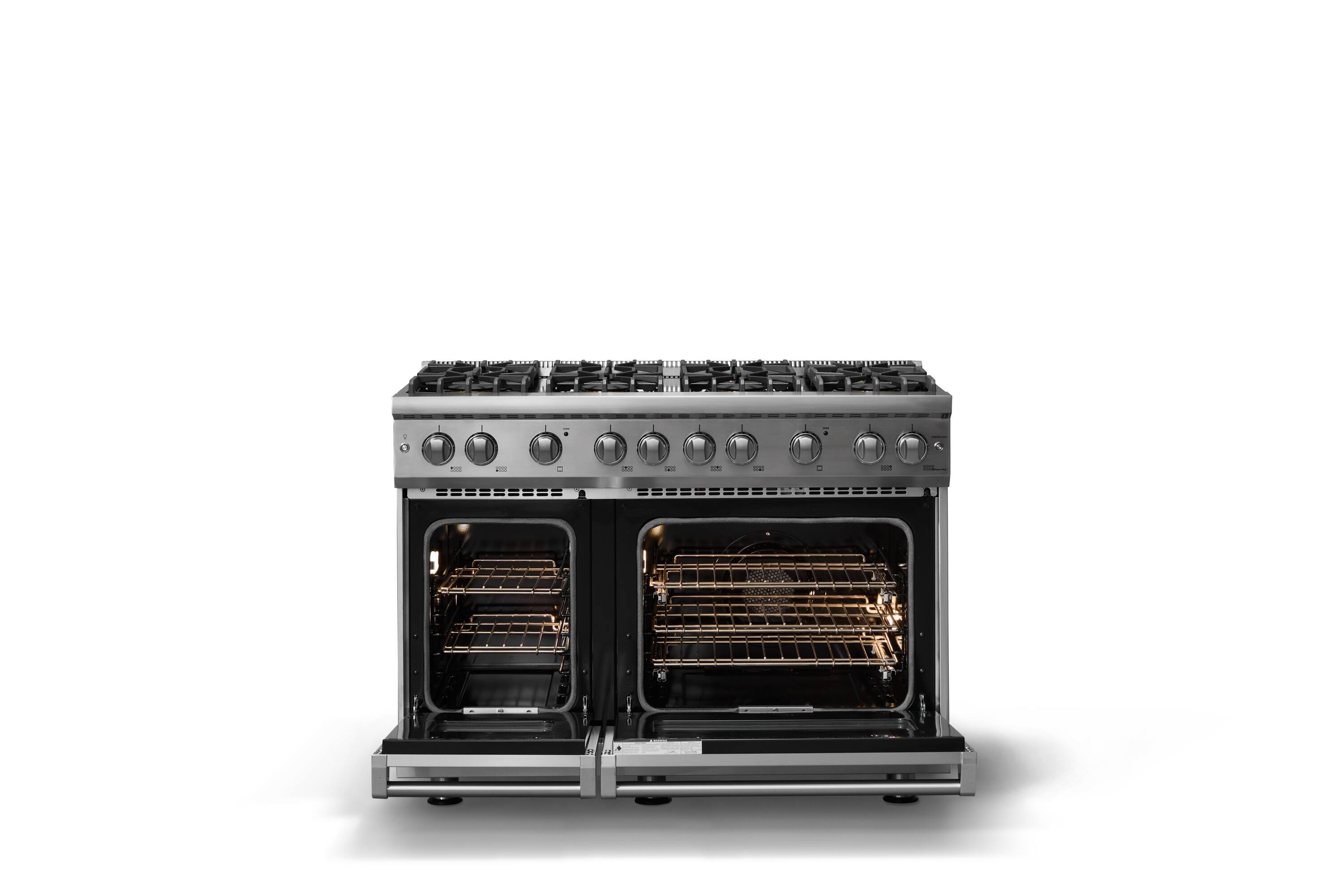 Alt View 2. Viking - 48"W.  6.1 Cu.Ft. Freestanding Manual Clean Sealed 8B LP Gas Convection Range/Double Oven-Stainless Steel - Stainless Steel.