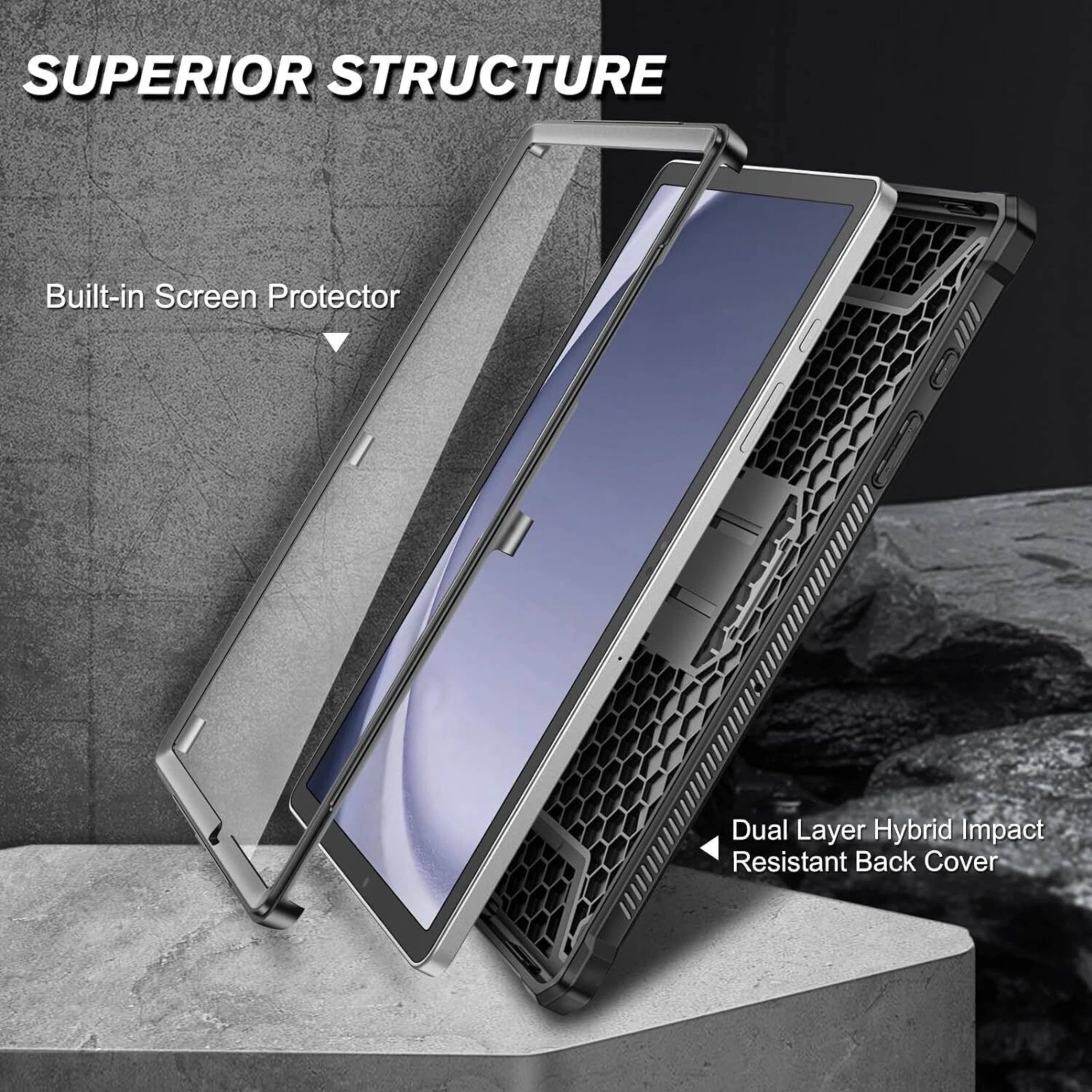 SUPERIOR STRUCTURE  
Built-in Screen Protector  
Dual Layer Hybrid Impact Resistant Back Cover