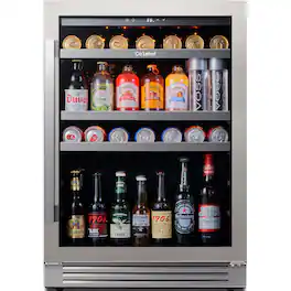 Ca'Lefort - 24 inch Beverage Refrigerator cooler, 180 Cans, 34°F-54°F, Glass Door, 3LED, Built-In/Freestanding, 5.65 cu. ft - Stainless Steel