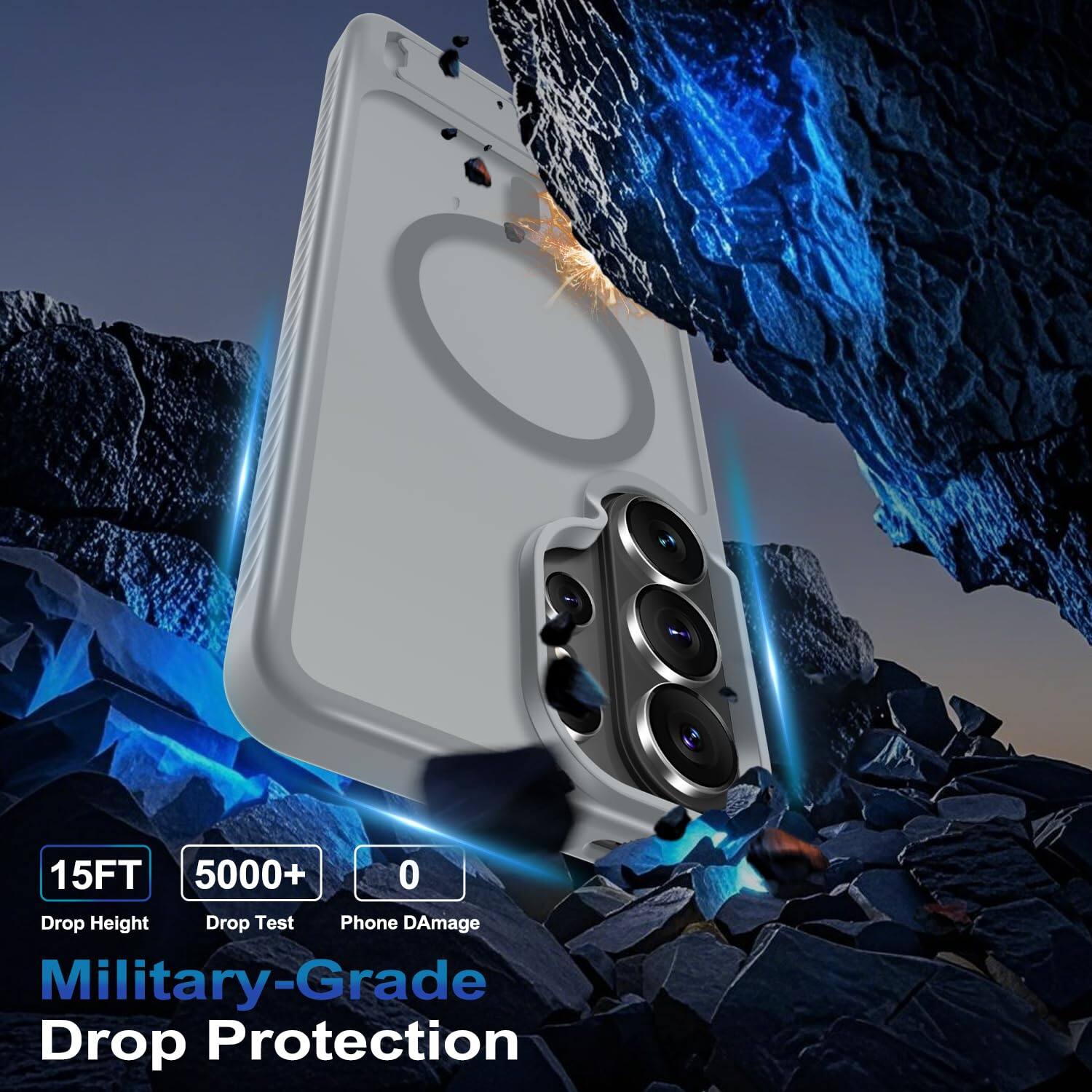15FT  
5000+  
0  
Drop Height  
Drop Test  
Phone Damage  
Military-Grade Drop Protection
