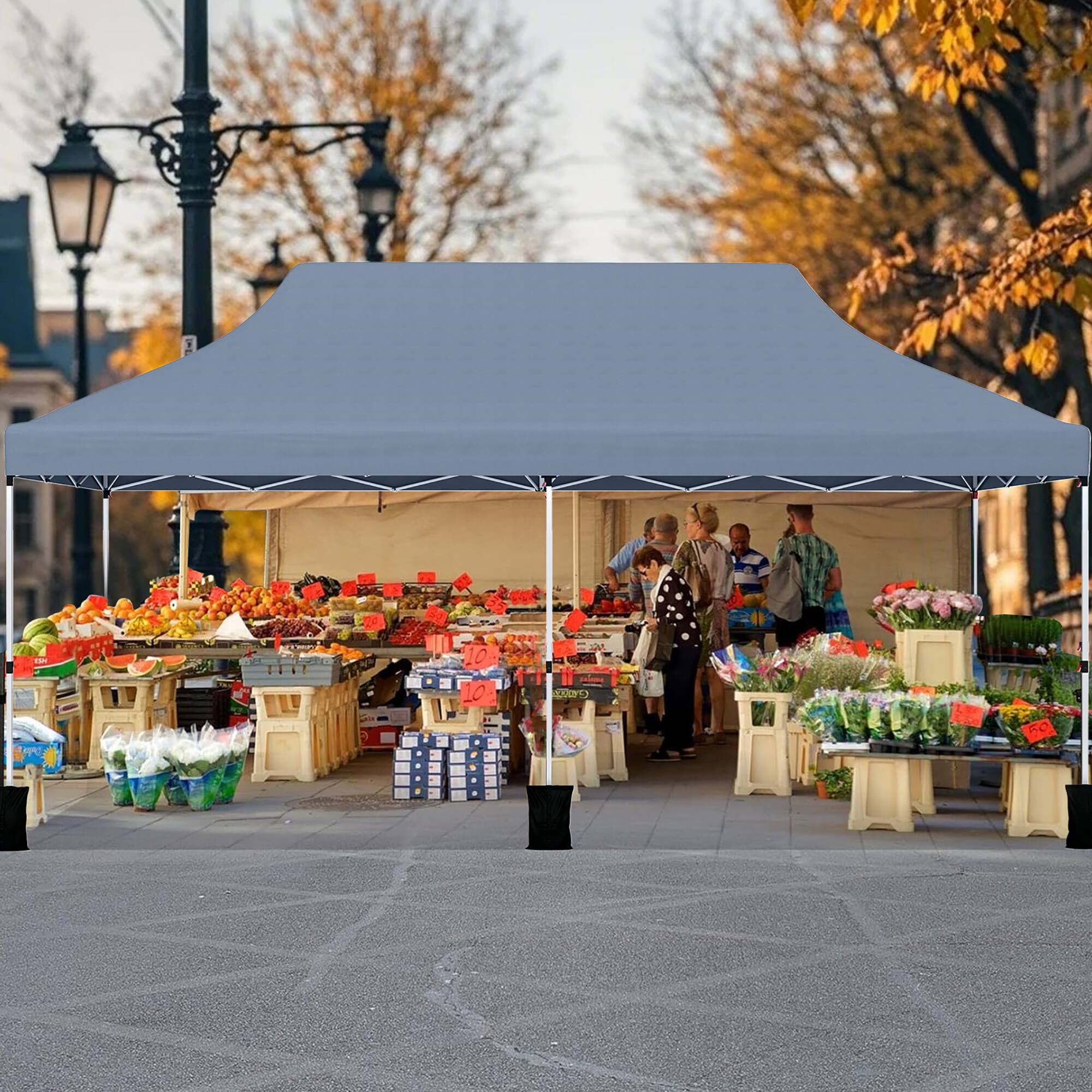 Alt View 3. Gymax - Gymax 10 x 20FT Pop-up Canopy Tent Folding Instant Sun Shelter w/ 3 Adjustable Heights Gray - Gray.