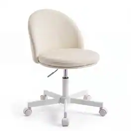 Costway - Ergonomic Makeup Chair with Lumbar Support, Vanity Chair, Adjustable Height - White