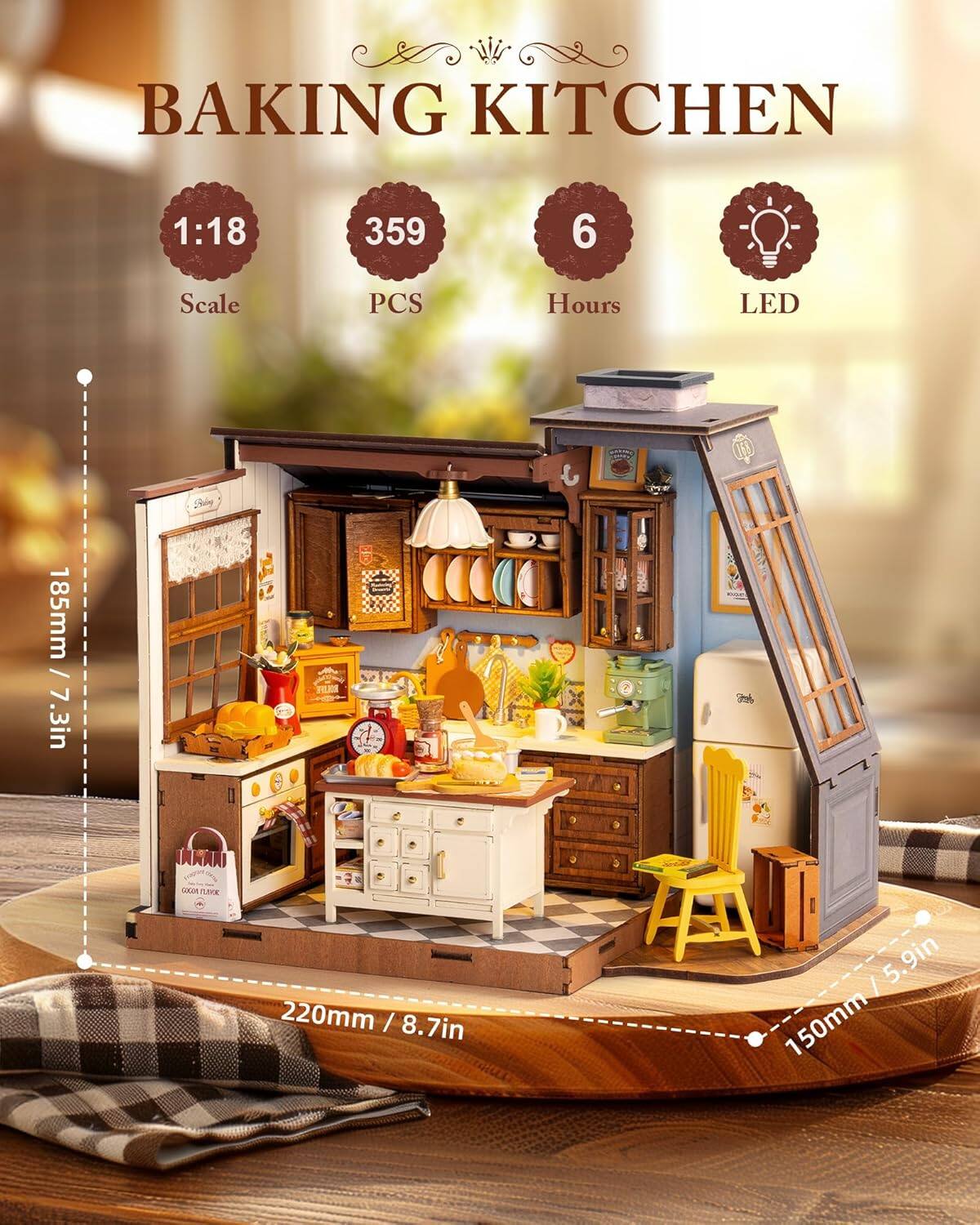 BAKING KITCHEN

1:18 Scale  
359 PCS  
6 Hours  
LED

185mm / 7.3in  
220mm / 8.7in  
150mm / 5.9in
