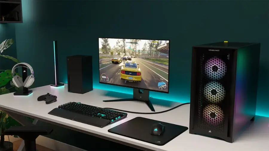 Alt View 23. CORSAIR - XENEON 27" OLED QHD FreeSync Premium and G-SYNC Compatible Gaming Monitor with HDR (HDMI, USB, DisplayPort) - Black.