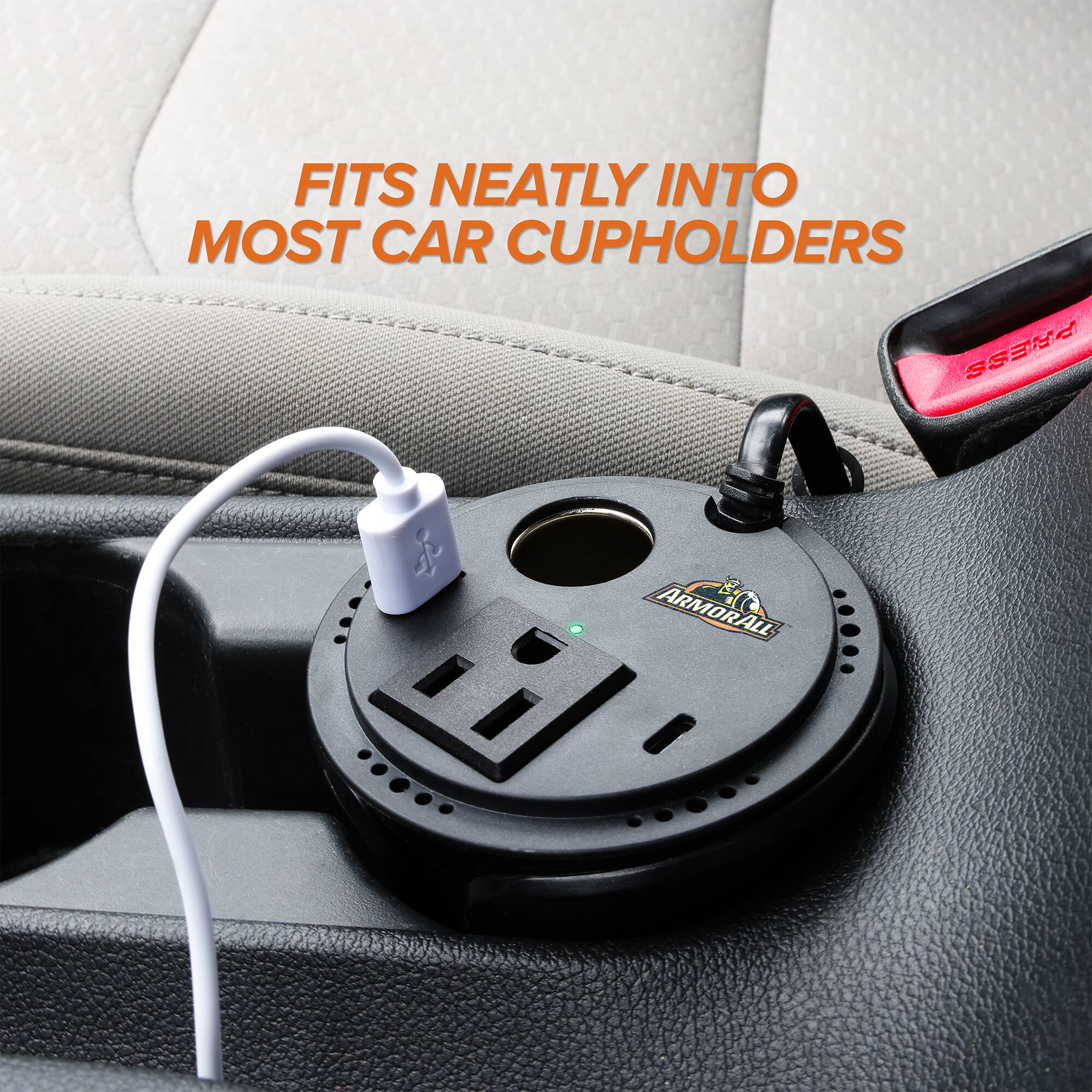 FITS NEATLY INTO MOST CAR CUPHOLDERS
