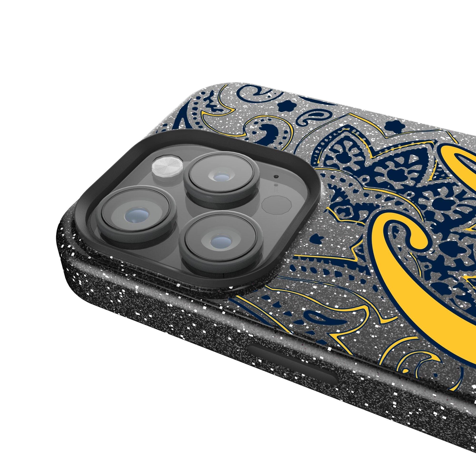 Alt View 2. Keyscaper - Cal Bears Paisley Bling iPhone Case - 15 Plus - Black.